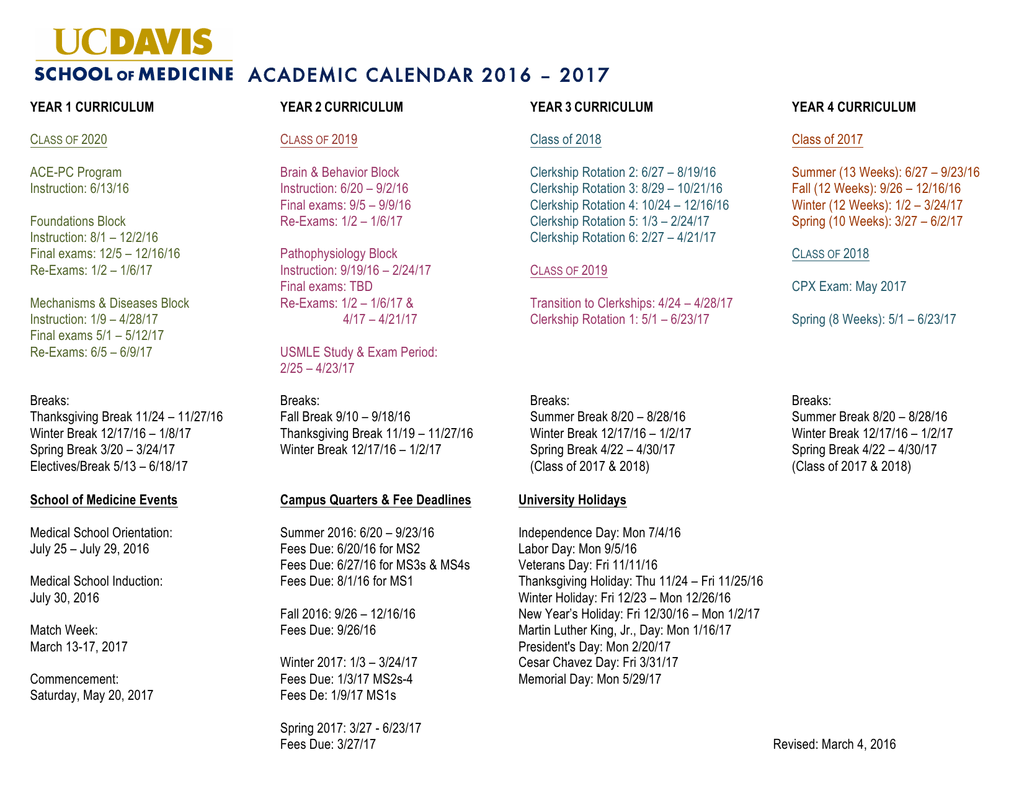 post bac 20162017 academic calendar