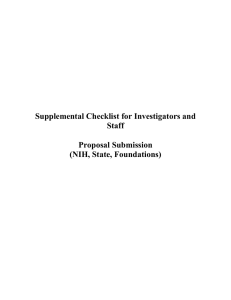 Supplemental Checklist for Investigators and Staff Proposal Submission