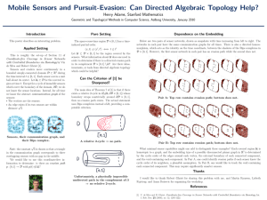 Mobile Sensors and Pursuit-Evasion: Can Directed Algebraic Topology Help? Introduction