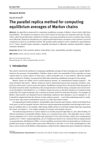 The parallel replica method for computing equilibrium averages of Markov chains