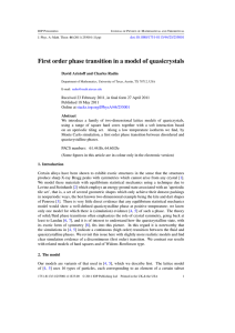 First order phase transition in a model of quasicrystals
