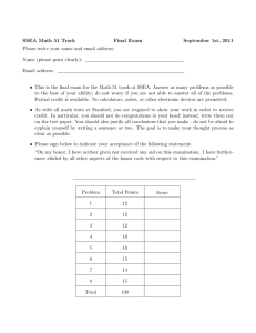SSEA Math 51 Track Final Exam September 1st, 2011