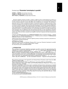 Z : Parameter homotopies in parallel DANIEL J. BATES DANIEL A. BRAKE