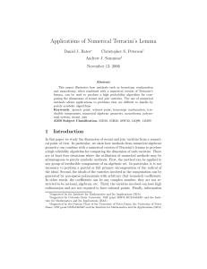 Applications of Numerical Terracini’s Lemma Daniel J. Bates Christopher S. Peterson