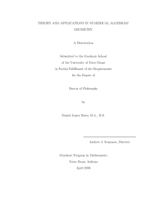 THEORY AND APPLICATIONS IN NUMERICAL ALGEBRAIC GEOMETRY A Dissertation