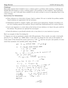 Mega Review MATH 160 Spring 2015 Challenge: