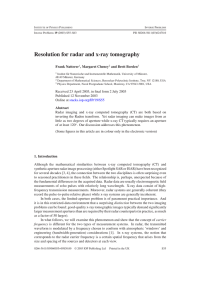 Resolution for radar and x-ray tomography Frank Natterer , Margaret Cheney