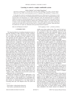 Learning to control a complex multistable system * Sabino Gadaleta and Gerhard Dangelmayr