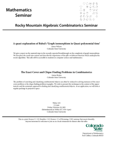 Mathematics Seminar Rocky Mountain Algebraic Combinatorics Seminar