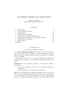 ON HURWITZ THEORY AND APPLICATIONS Contents 1. Introduction