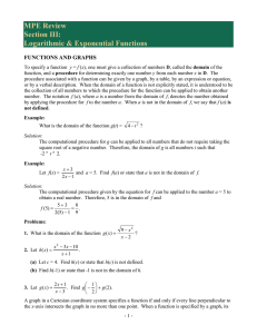 MPE Review Section III: Logarithmic &amp; Exponential Functions