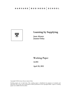 Learning by Supplying Working Paper 12-093