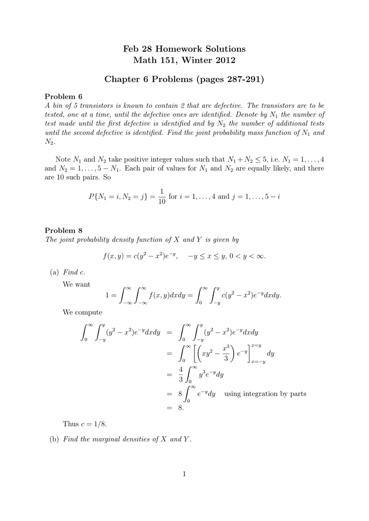 Feb 28 Homework Solutions Math 151 Winter 12