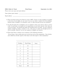 SSEA Math 41 Track Final Exam September 1st, 2011