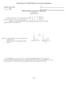 Final Exam for M229 Matrices and Linear Equations