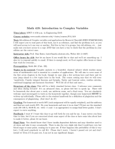 Math 419: Introduction to Complex Variables