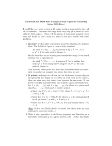 Homework for Math 676: Computational Algebraic Geometry Spring 2009 (Bates)