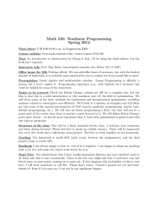 Math 520: Nonlinear Programming Spring 2012
