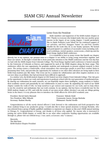 SIAM CSU Annual Newsletter Letter from the President