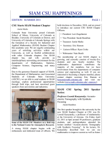 SIAM CSU HAPPENINGS EDITION:  SUMMER 2011 PAGE 1