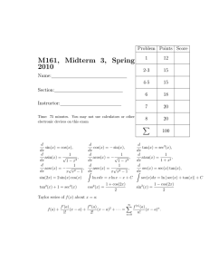 M161, Midterm 3, Spring 2010 Problem Points Score 1