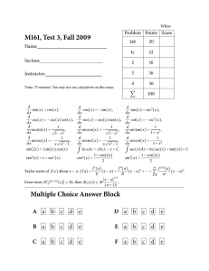 M161, Test 3, Fall 2009 Problem Points Score 1ab 20