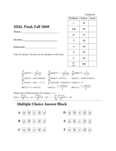 M161, Final, Fall 2008 Problem Points Score 1 19