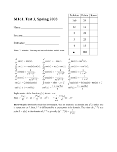 M161, Test 3, Spring 2008 ∑ Problem Points Score 1ab
