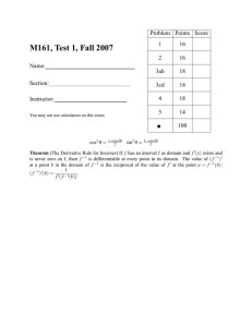 M161, Test 1, Fall 2007 ∑ Problem Points Score 1
