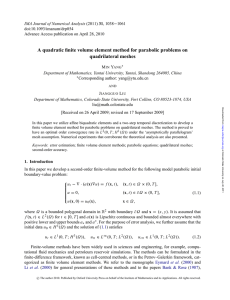 A quadratic finite volume element method for parabolic problems on