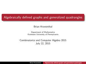 Algebraically defined graphs and generalized quadrangles Brian Kronenthal July 22, 2015