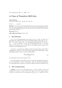 A Class of Transitive BLT-Sets Anton Betten Abstract.