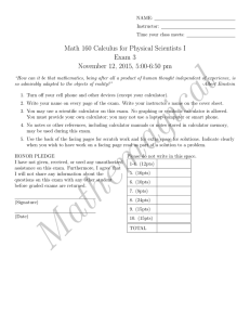 Math 160 Calculus for Physical Scientists I Exam 3