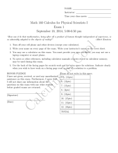 Math 160 Calculus for Physical Scientists I Exam 1