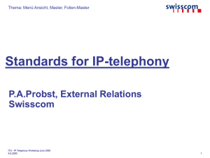 Standards for IP-telephony P.A.Probst, External Relations Swisscom Thema: Menü Ansicht, Master, Folien-Master