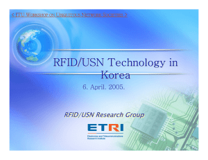 RFID/USN Technology in Korea RFID/USN Research Group 6. April. 2005.