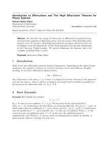 Introduction to Bifurcations and The Hopf Bifurcation Theorem for Planar Systems