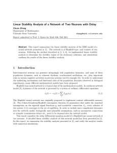 Linear Stability Analysis of a Network of Two Neurons with...