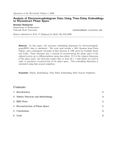 Analysis of Electroencephologram Data Using Time-Delay Embeddings to Reconstruct Phase Space