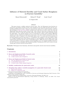 Influence of Material Ductility and Crack Surface Roughness on Fracture Instability