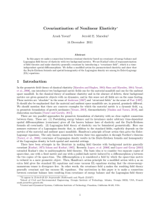 Covariantization of Nonlinear Elasticity Arash Yavari Jerrold E. Marsden 14 December 2011