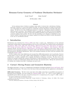 Riemann-Cartan Geometry of Nonlinear Disclination Mechanics Arash Yavari Alain Goriely 23 December 2011