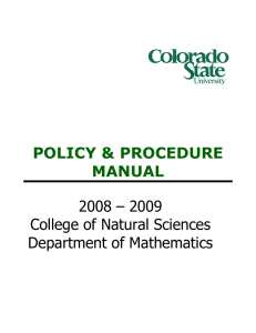 POLICY &amp; PROCEDURE MANUAL 2008 – 2009