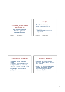 So far... Distributed algorithms for fault-tolerance