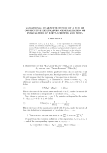 VARIATIONAL CHARACTERIZATION OF A SUM OF CONSECUTIVE EIGENVALUES; GENERALIZATION OF