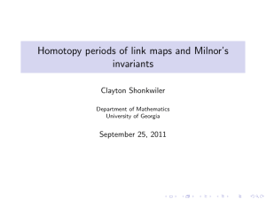 Homotopy periods of link maps and Milnor’s invariants Clayton Shonkwiler September 25, 2011