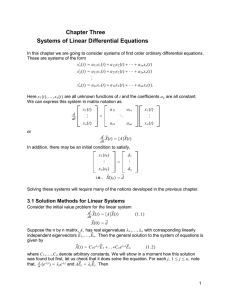 Chapter Three Systems of Linear Differential Equations