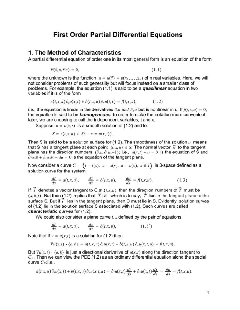 First Order Partial Differential Equations 1