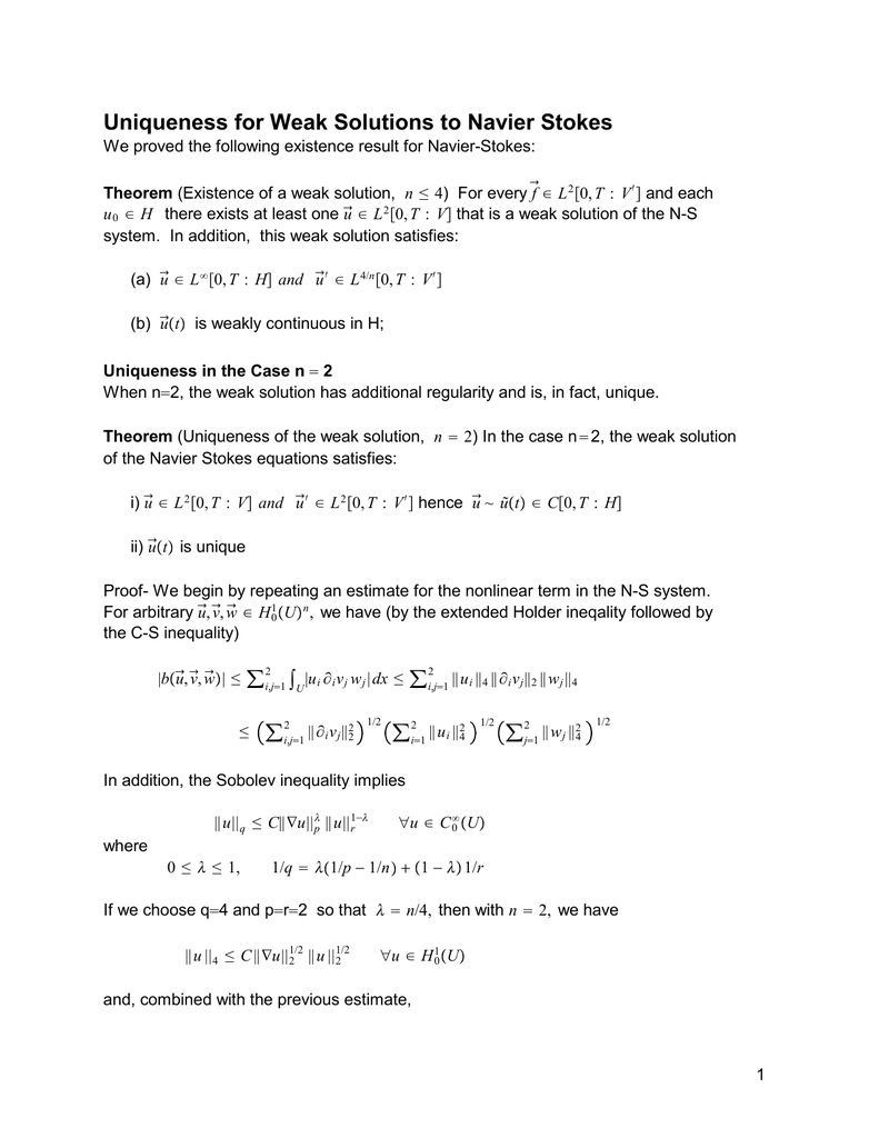 Uniqueness For Weak Solutions To Navier Stokes