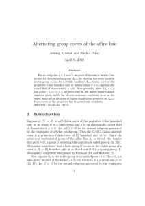 Alternating group covers of the affine line April 9, 2010